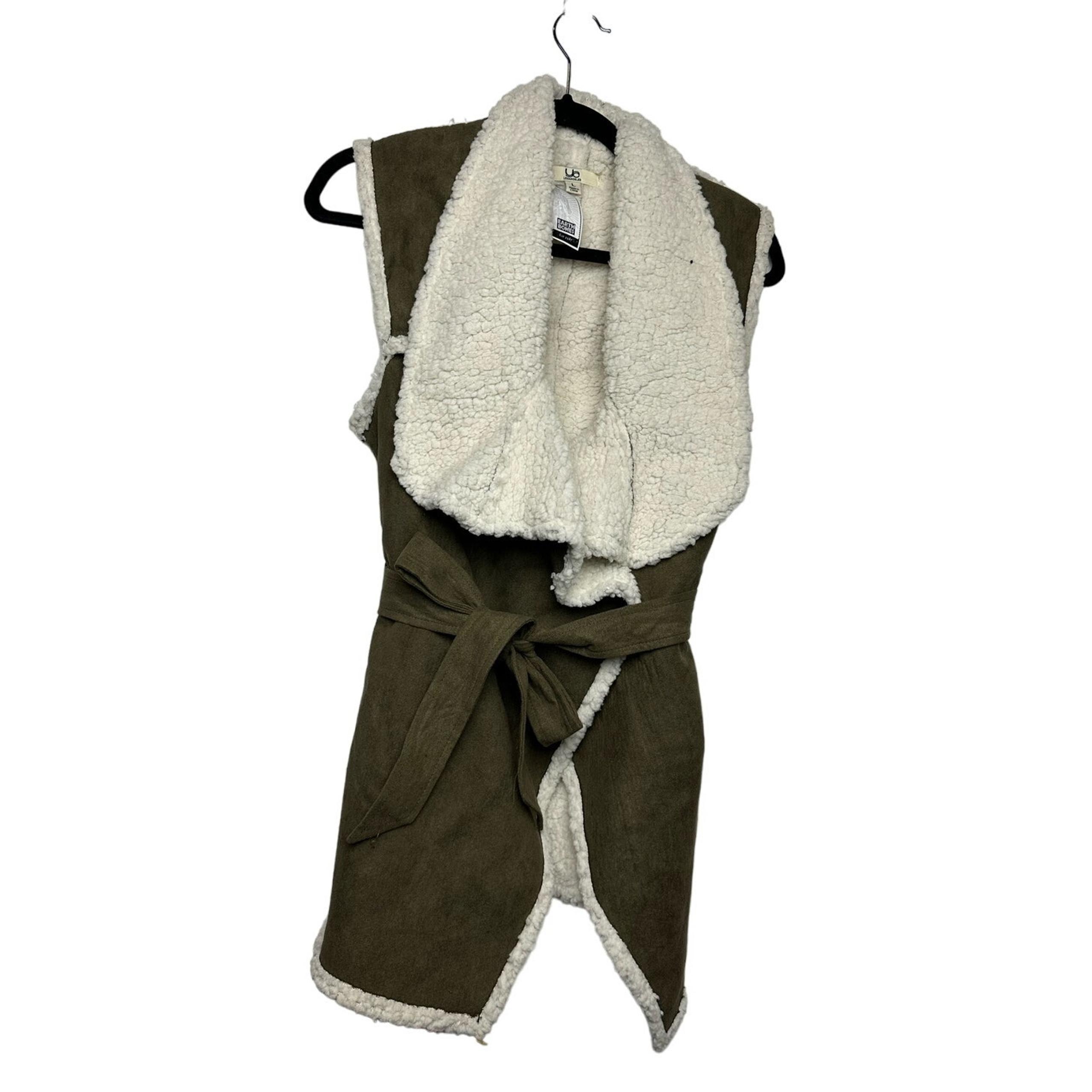 Ya Los Angelas Large Sherpa Vest Tie Waist