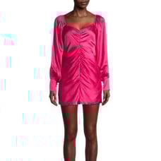 Rococo Sand Pink Scarlet Gathered Satin Mini Dress NWT