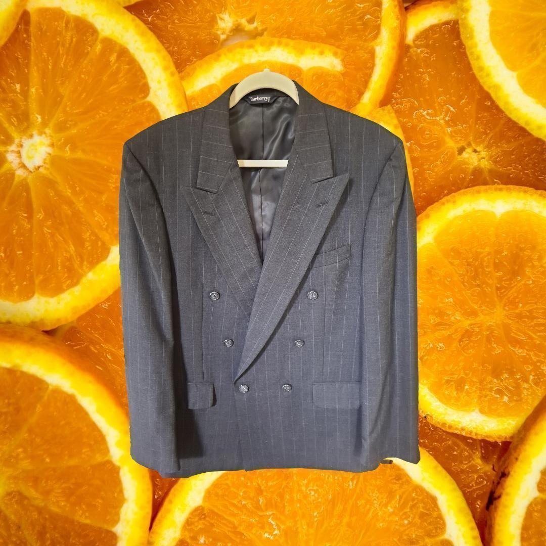Burberry Lt Black Double Breasted Pinstripe Jacket n Pants