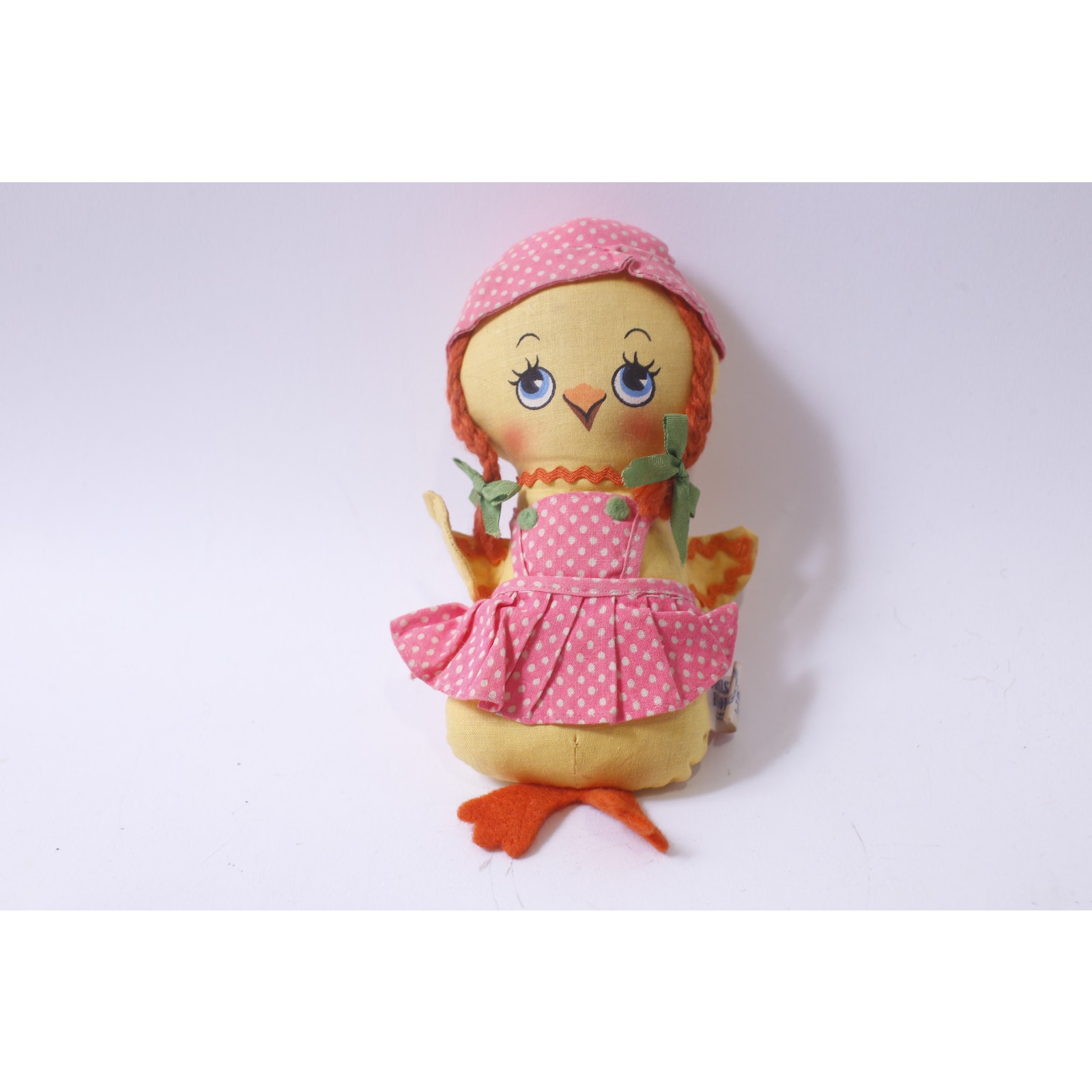 Mini Easter, Rag Dolls, Chick, 1960s, Knickerbocker, Polkadot Apron Small