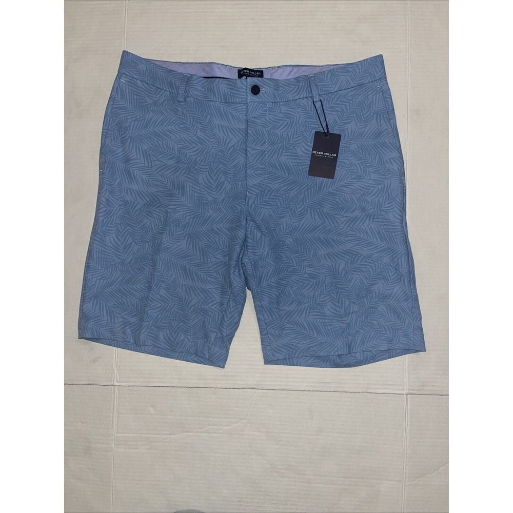 Peter Millar Crown Crafted Surge Palm Performance Golf Shorts Men Sz 35 Blue