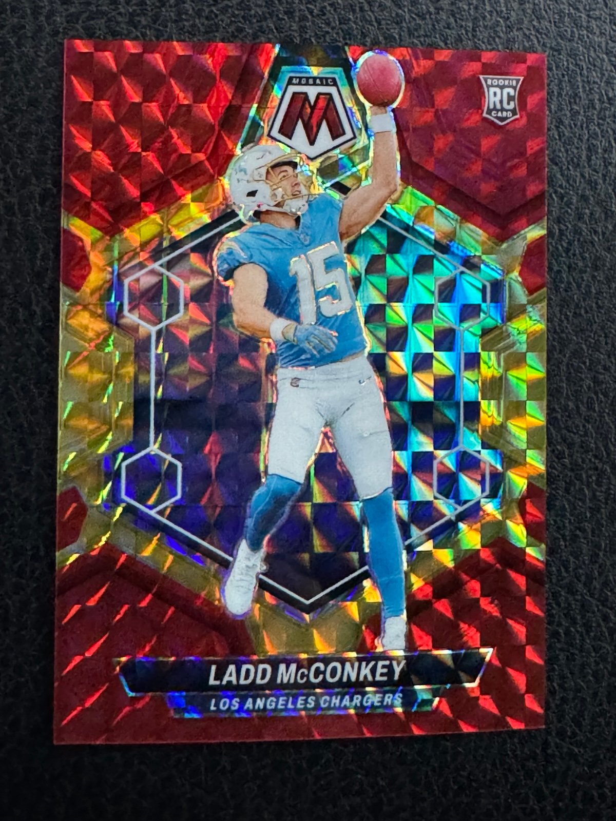 2024 Panini Mosaic #334 (Choice Fusion Red Yellow) LADD McCONKEY /80