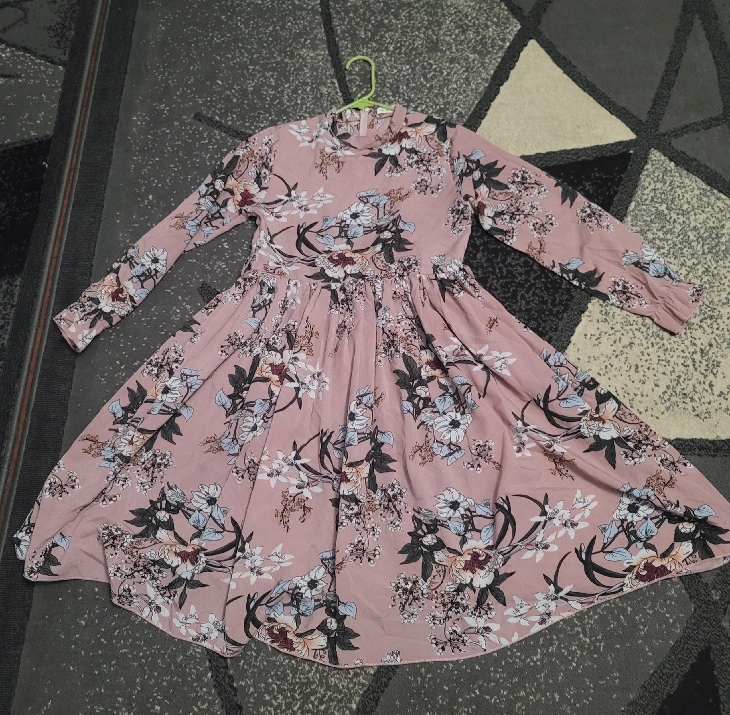 Dress for girls, kids in dusty pink color