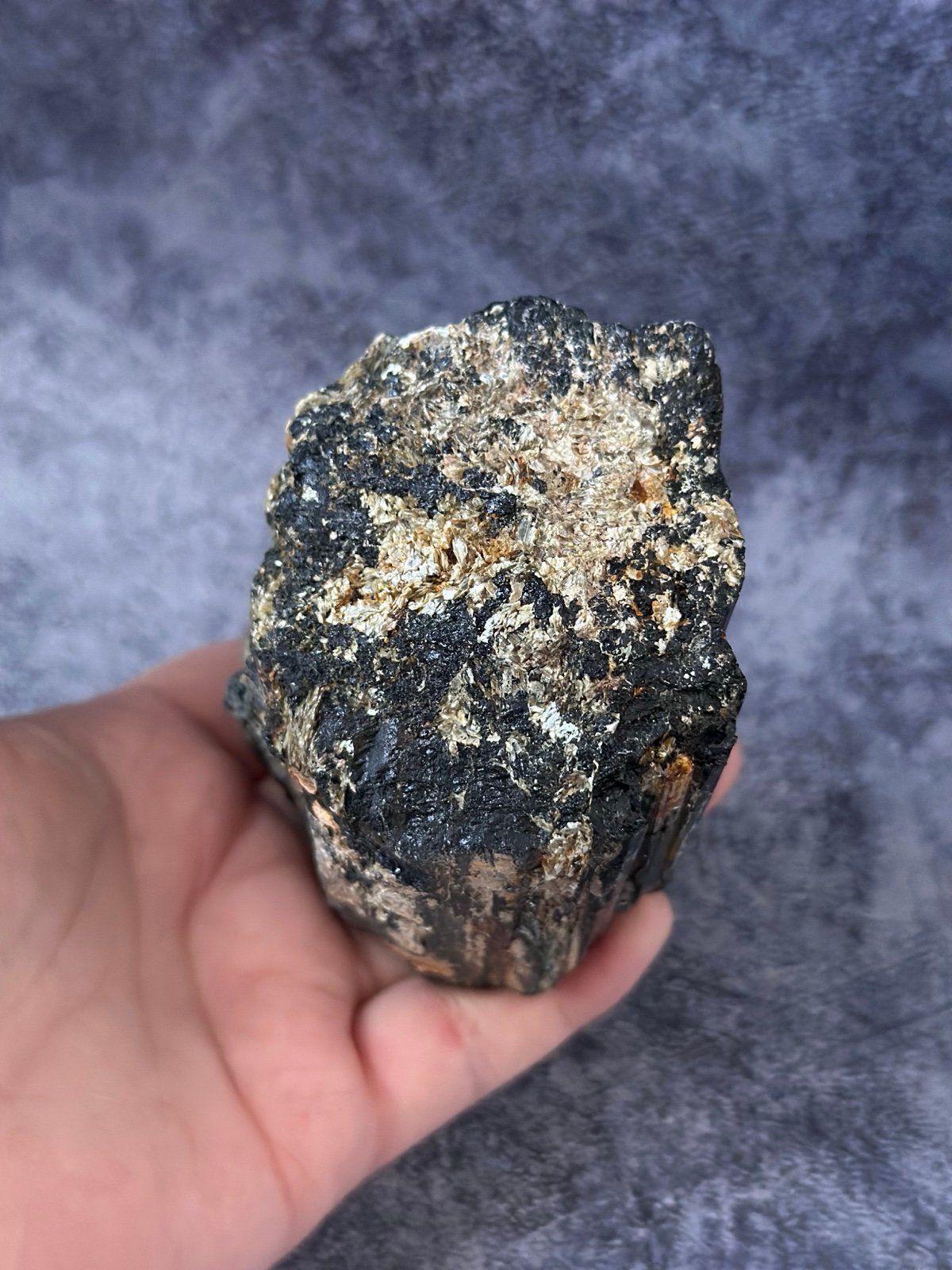 Raw Black tourmaline with mica.