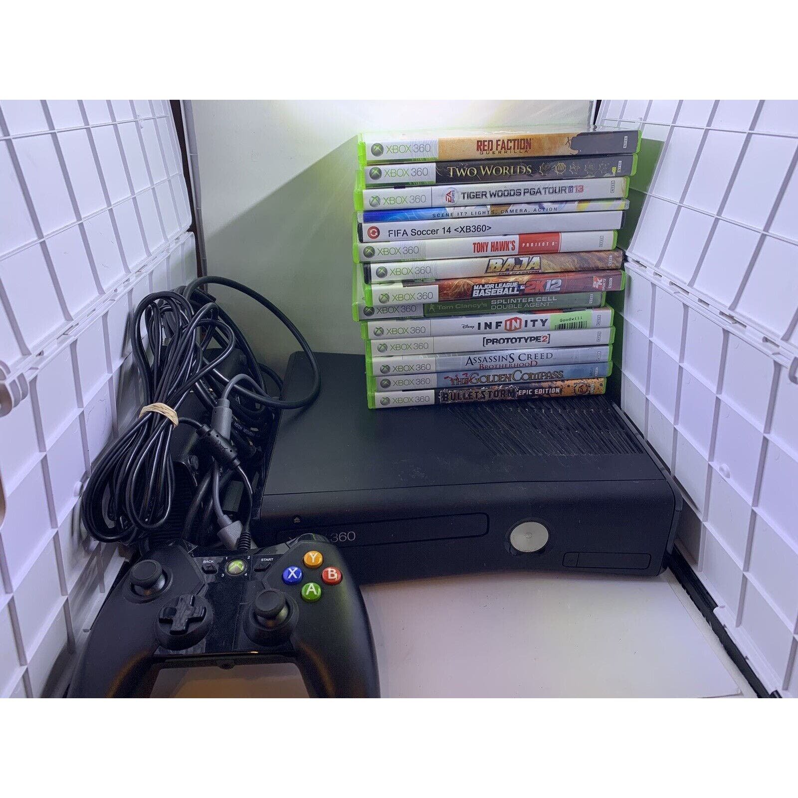 Microsoft Xbox 360 Console Bundle W/ Wired Controller 14 Games HDMI Power Cord