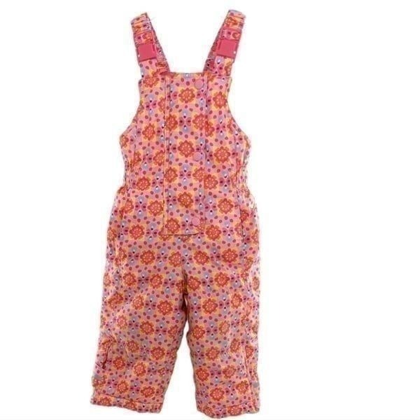 Hanna Andersson pink floral snowpants w/ bib 18-24 months