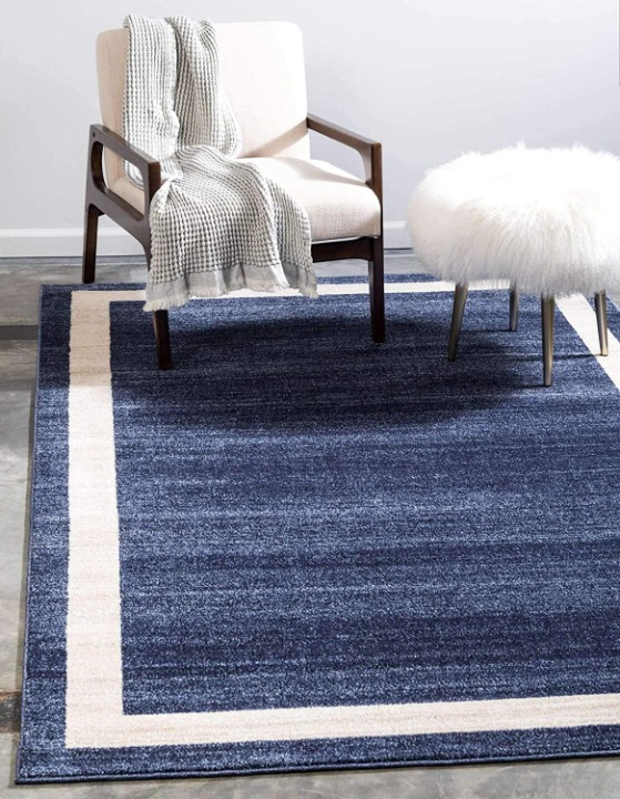 3' 3 x 5' 3 Rectangular, Navy Blue H Home Decorative Art Soft Carpet Collectible