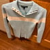 (NWOT) vtg Tommy Hilfiger powder blue and white half button up sweater size M