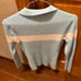 (NWOT) vtg Tommy Hilfiger powder blue and white half button up sweater size M