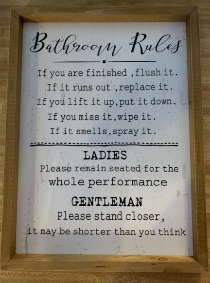 Rustic Bathroom Rules Sign,Farmhouse Toilet Wall Decor, Wood Frame, 11.8x15.8in