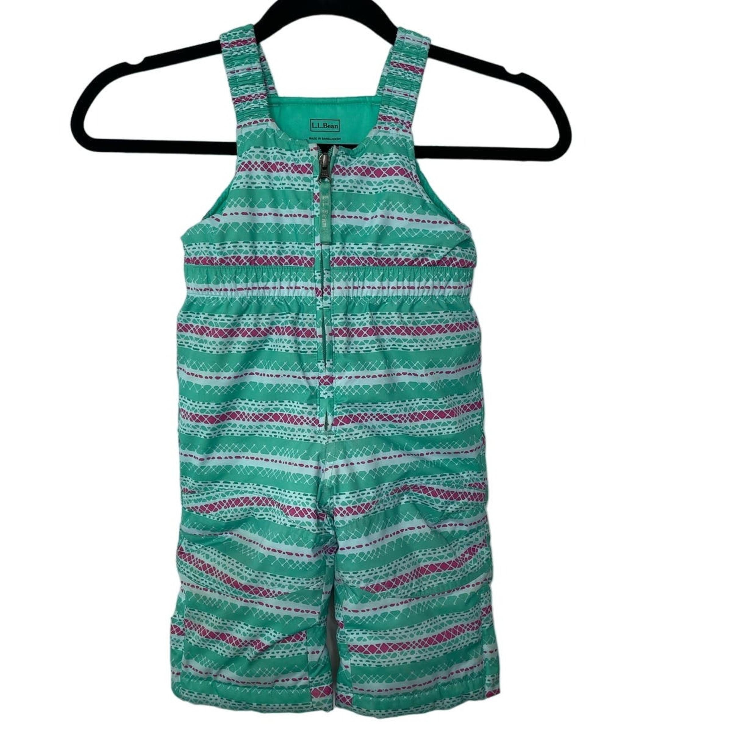 L L Bean Snow Bib Pants One Piece Winter Overalls Adjustable Grow Cuffs 6 12 M