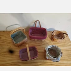 Lot Of 5 Mini/Small Longaberger hanging Baskets w/ Protectors/Liners