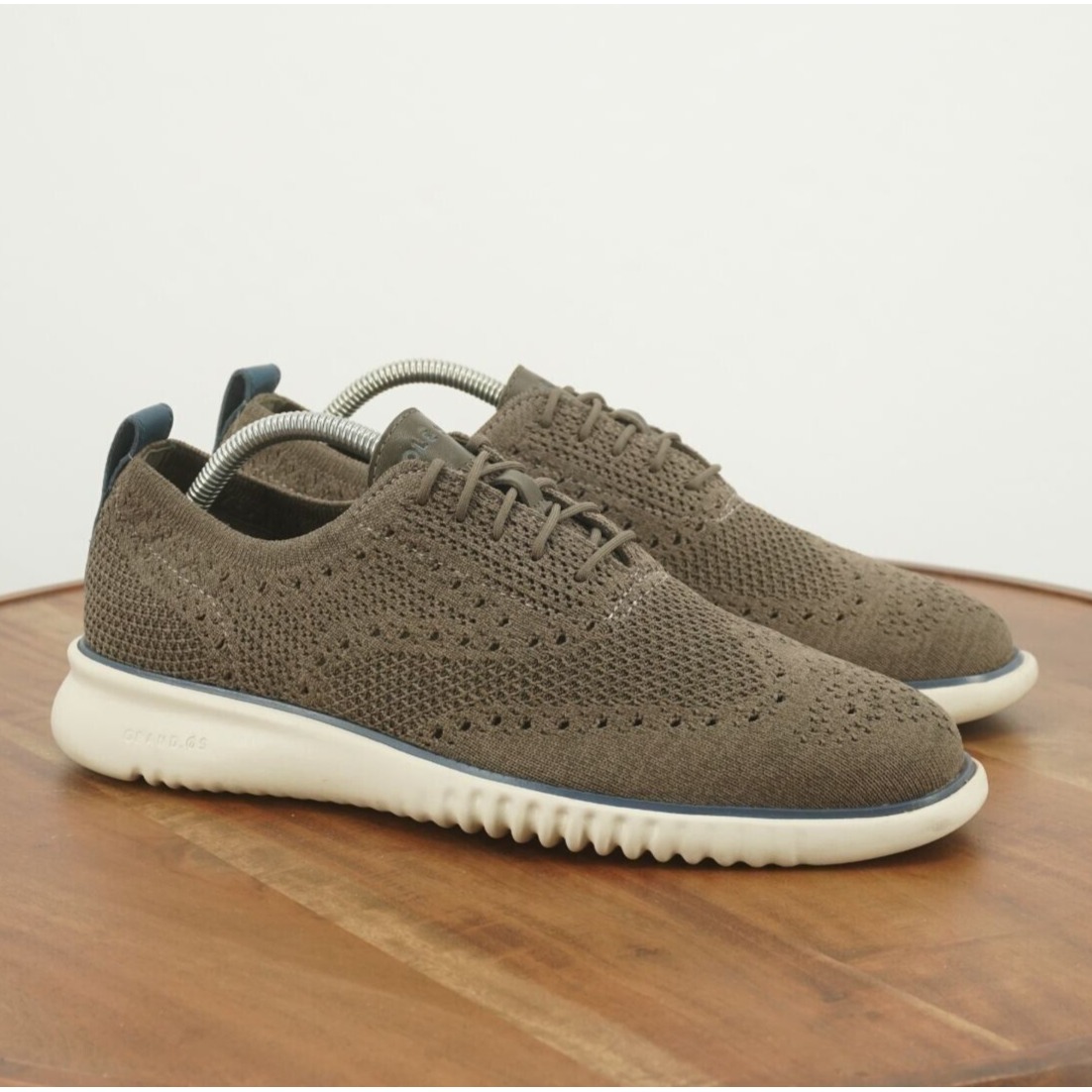 Cole Haan Mens Zerogrand Oxfords Stitchlite Wingtip Taupe Brown Lace Up 8.5M
