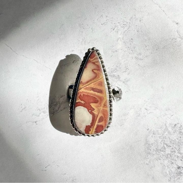 NOREENA Jasper Genuine Stone 925 Sterling Silver Ring