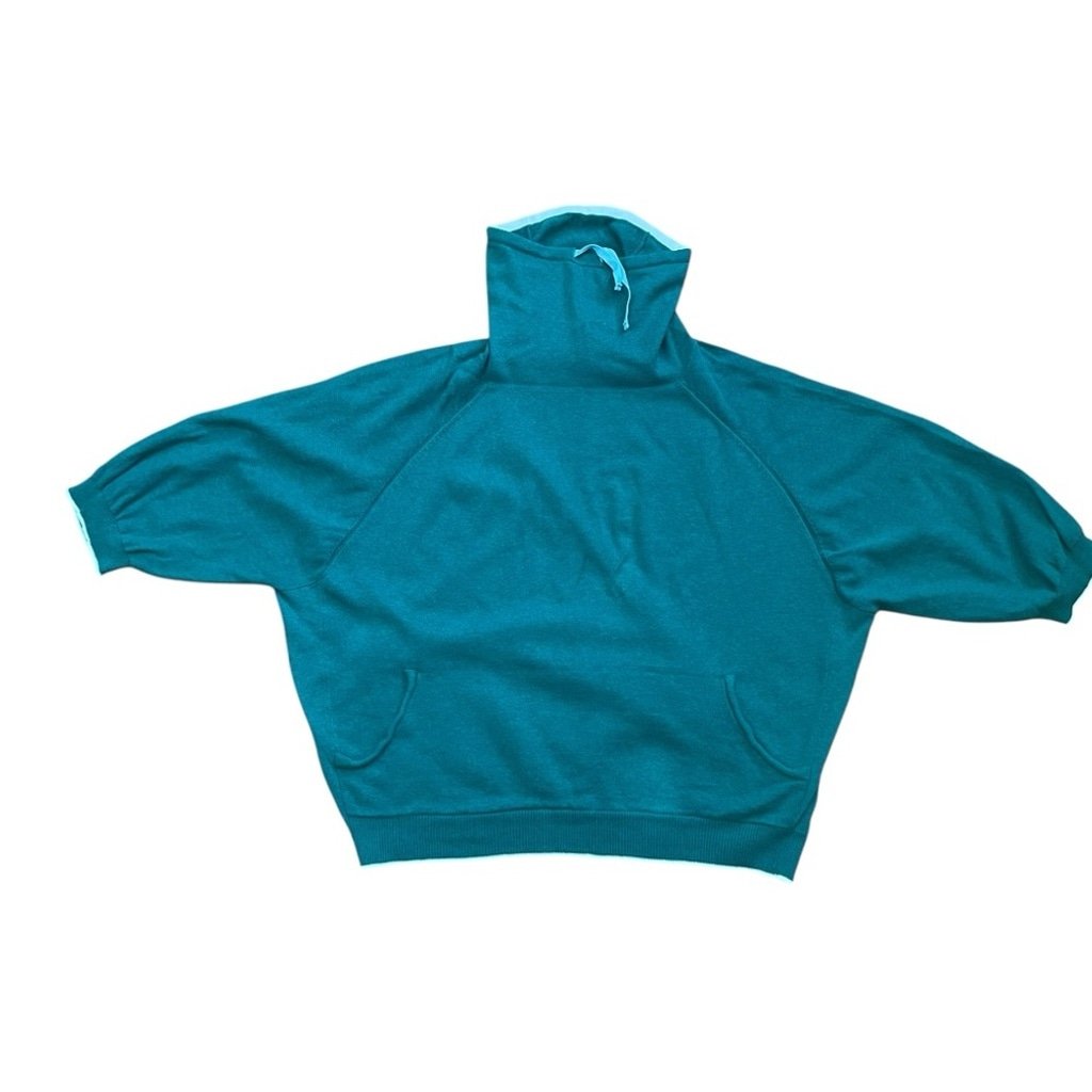 Inhabit NHBT 100% Cotton sweatshirt drawstring collar sweater top green Sz L