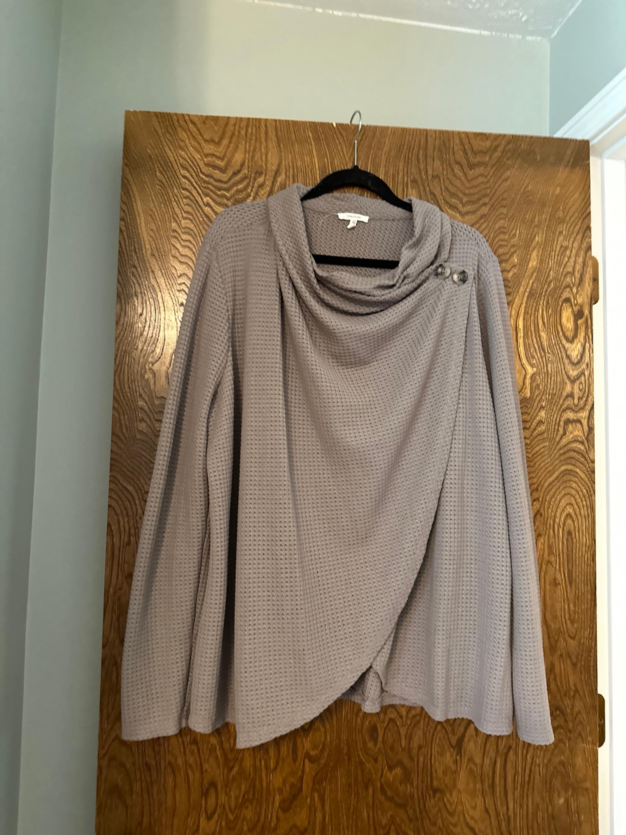Maurices Taupe Waffle Knit Cowl Neck Top
