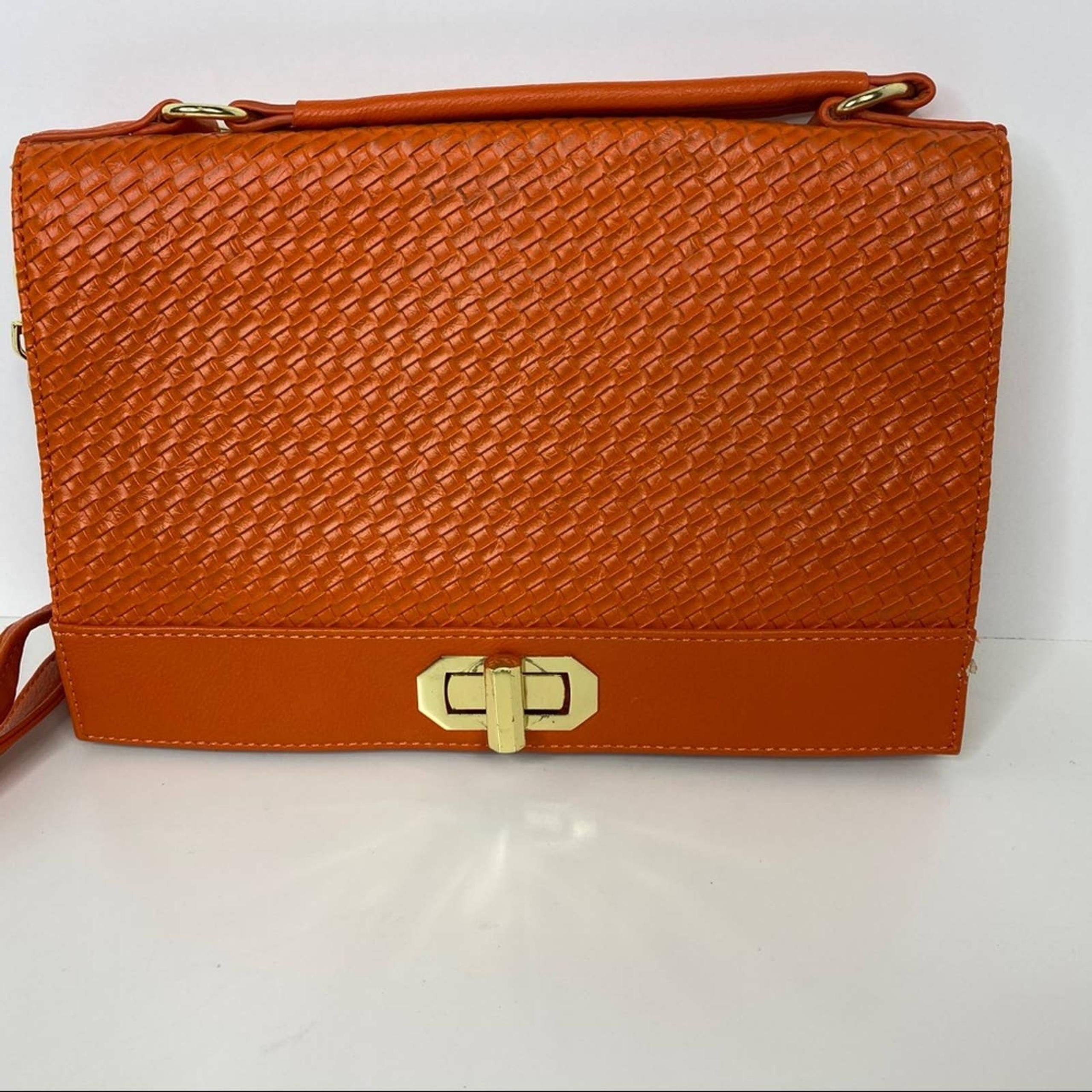 Olivia + Joy Purse Womens Crossbody Shoulder Bag Weaved Orange