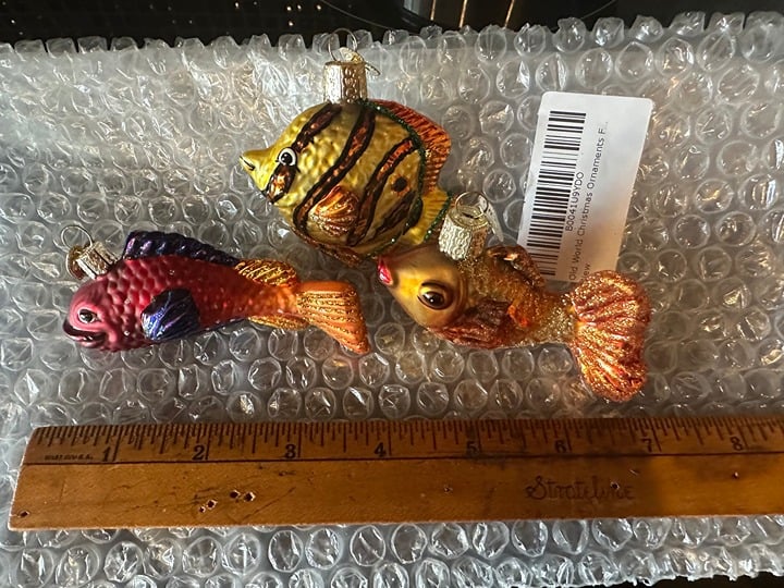 Lot of 3 Old World Christmas Blown Glass Ornaments Fish - Selling all together