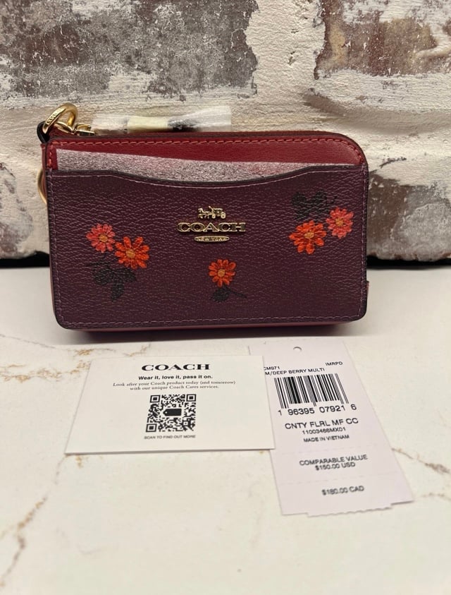 Coach multifunction card case country floral motif CM971