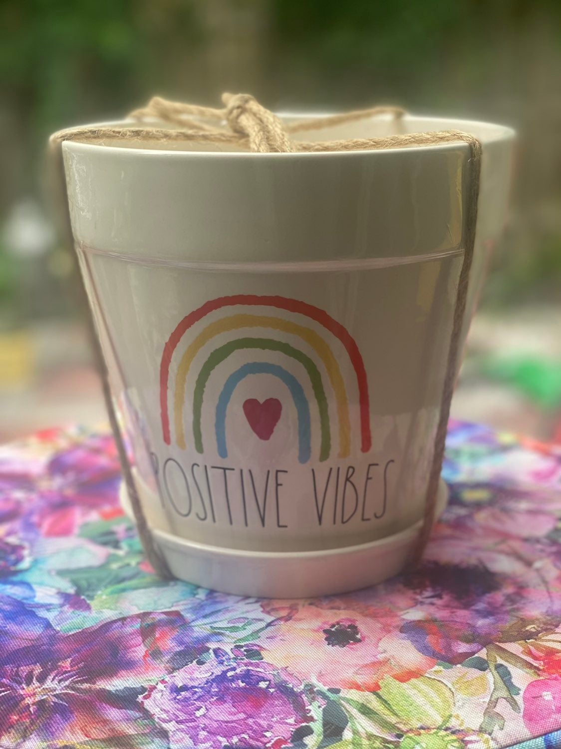 Rae Dunn Positive Vibes planter 7 inches over 8 wide