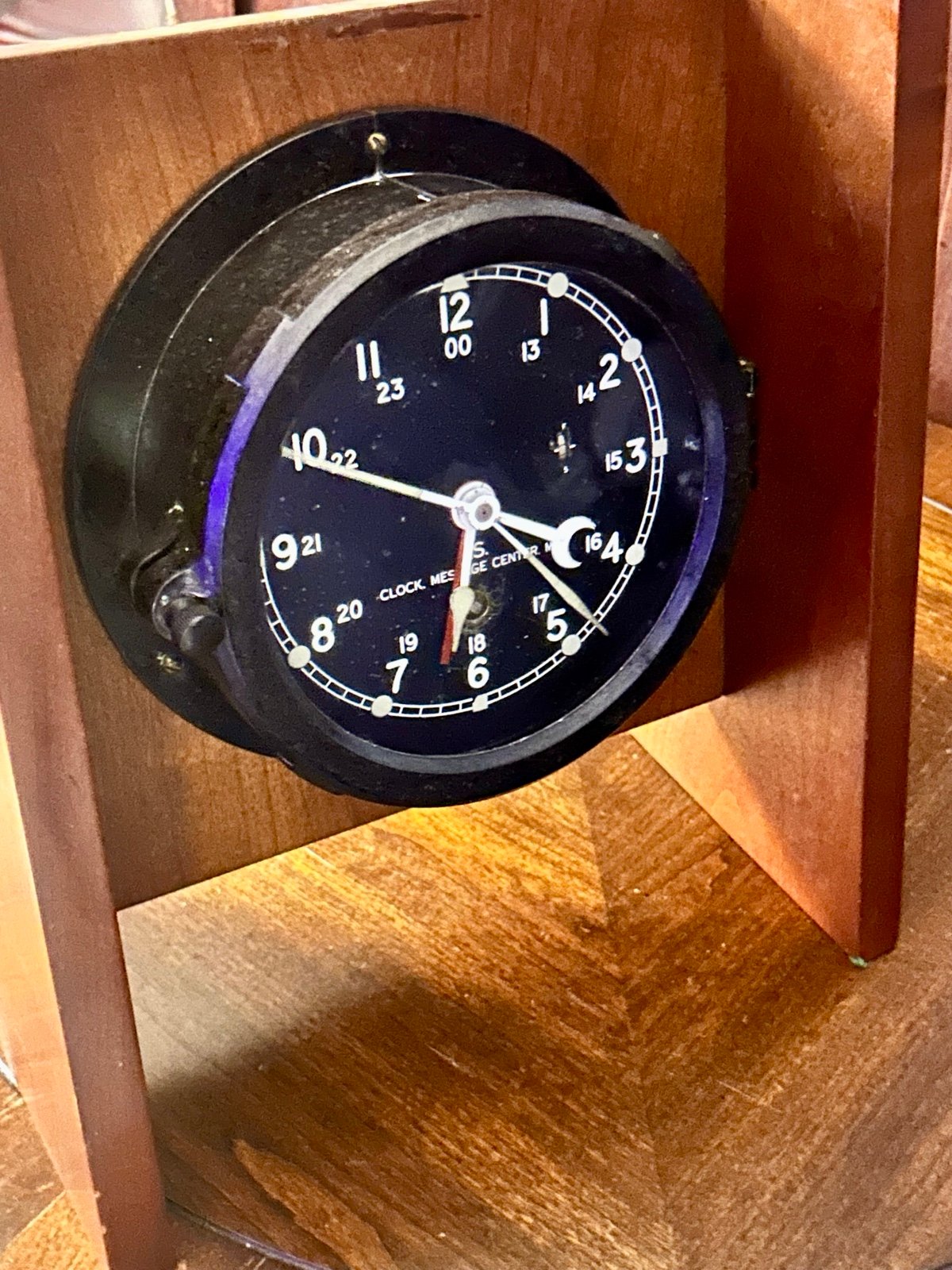 Chelsea 6” Army M2 Message Center Clock, In Wood Traveling Case, (Key Included )