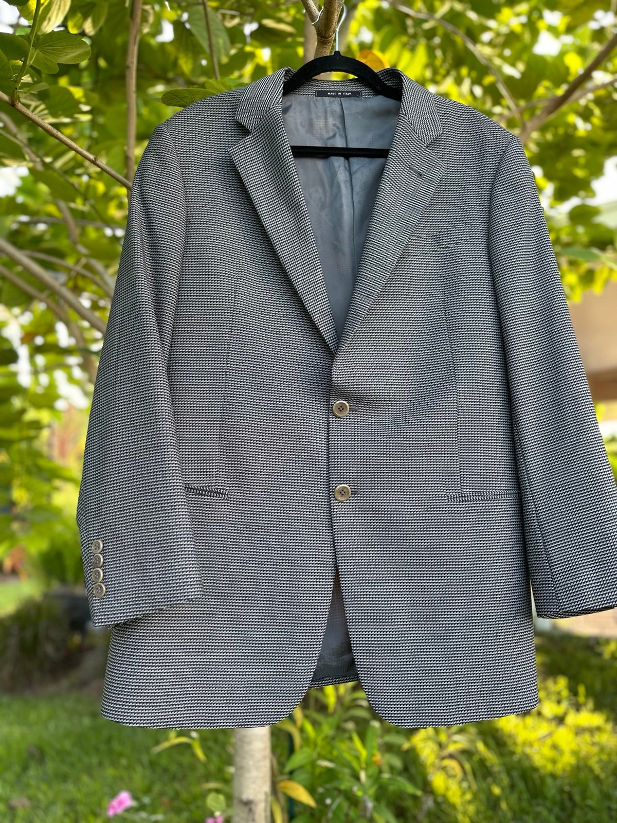 Giorgio Armani Le Collezioni Blazer Mens 42 R Chest Gray Black Two Button Jacket