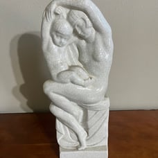 White Ceramic Figurine – Two Intertwined Figures with Crackle Glaze Finish