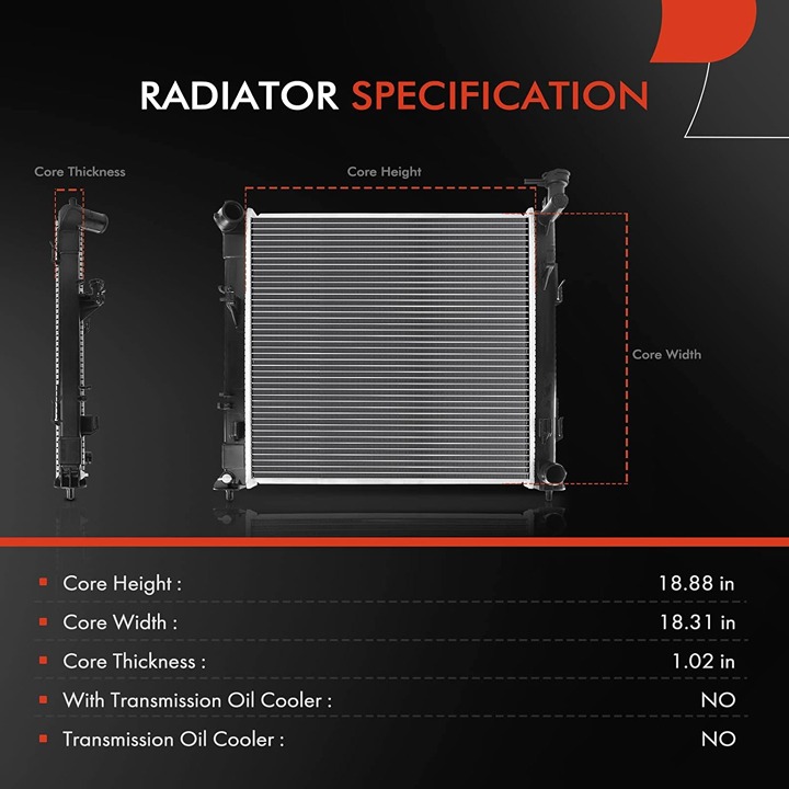 ENGINE COOLANT RADIATOR ASSEMBLY FOR KIA OPTIMA 2016 2017 2018 2019 2020 L4 1.6L