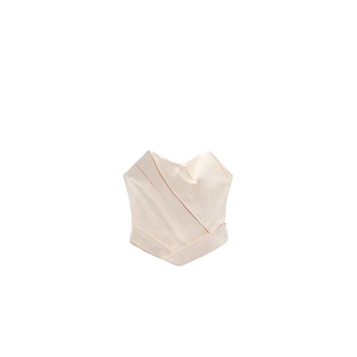 ZARA STRAPLESS RUCHED TOP ECRU SIZE L | 3225/371