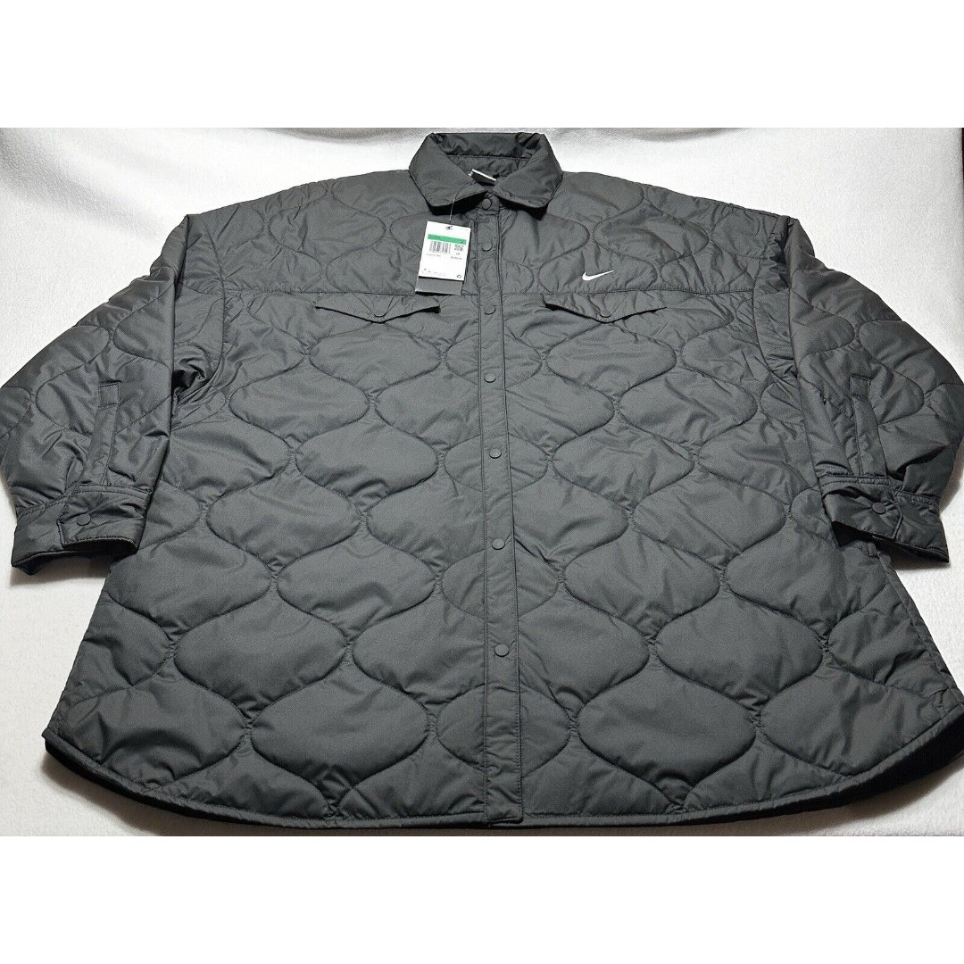 Nike Women's Sportswear Quilted Puffy Coat Trench Size XL BLACK FB8732-010 NWT