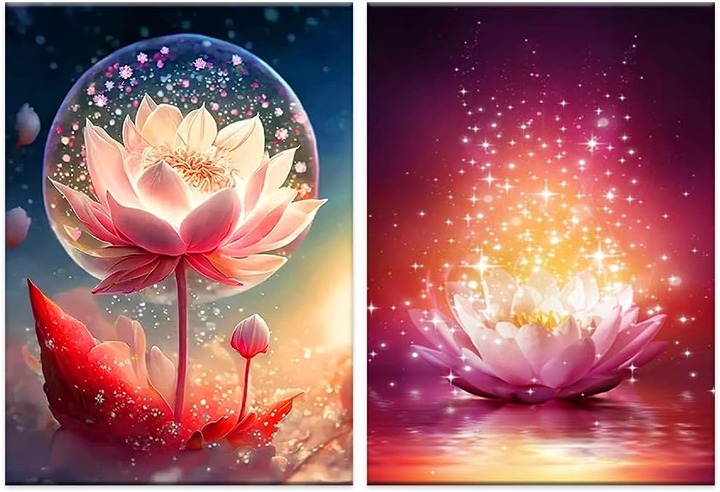 2-Piece Lotus Diamond Painting Kits for Adults 12 x16