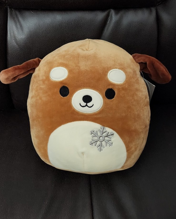 Squishmallow Rare Sam/Duffy 8 Dog plush with Snowflake