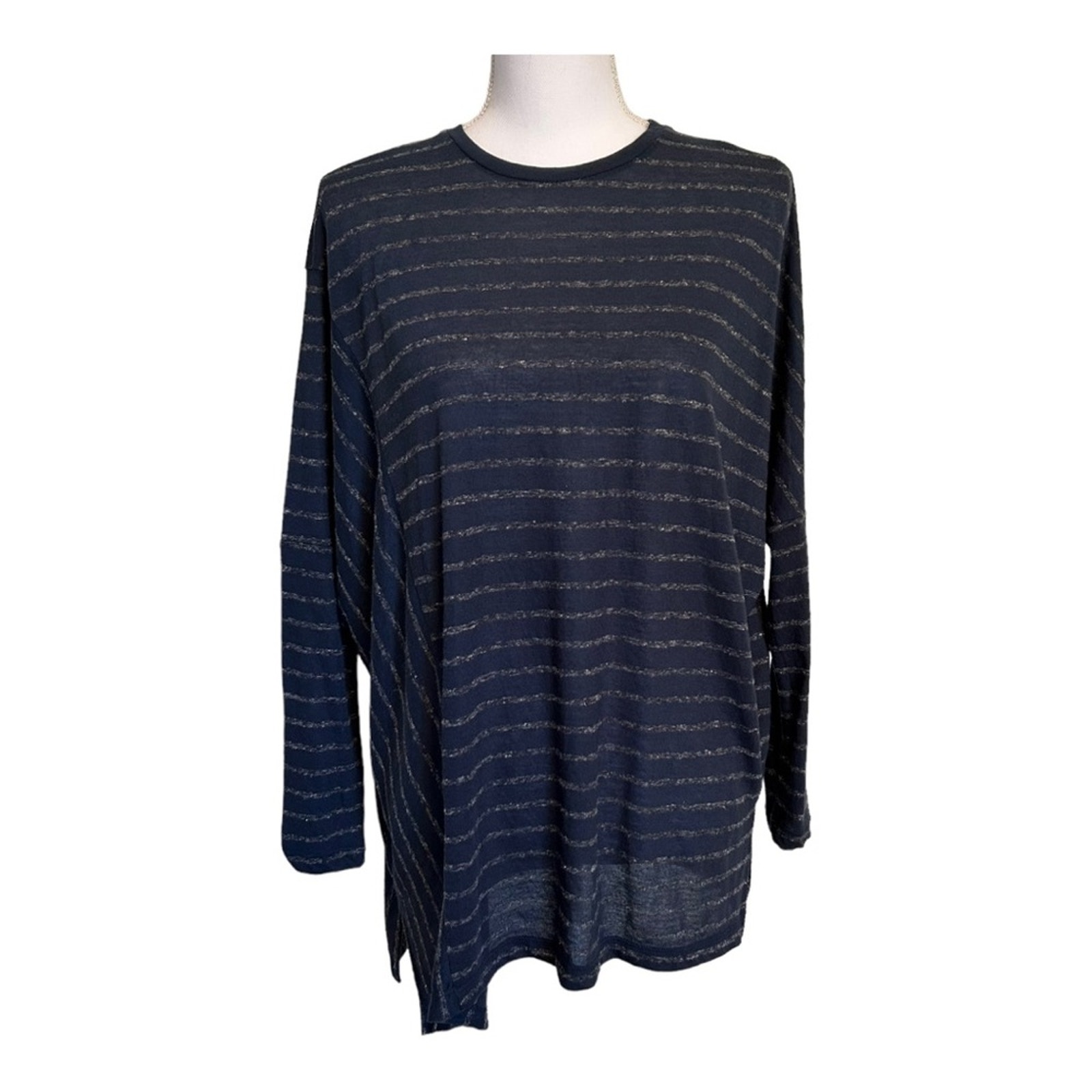 All Saints Dania Blue Stripe Tee Small