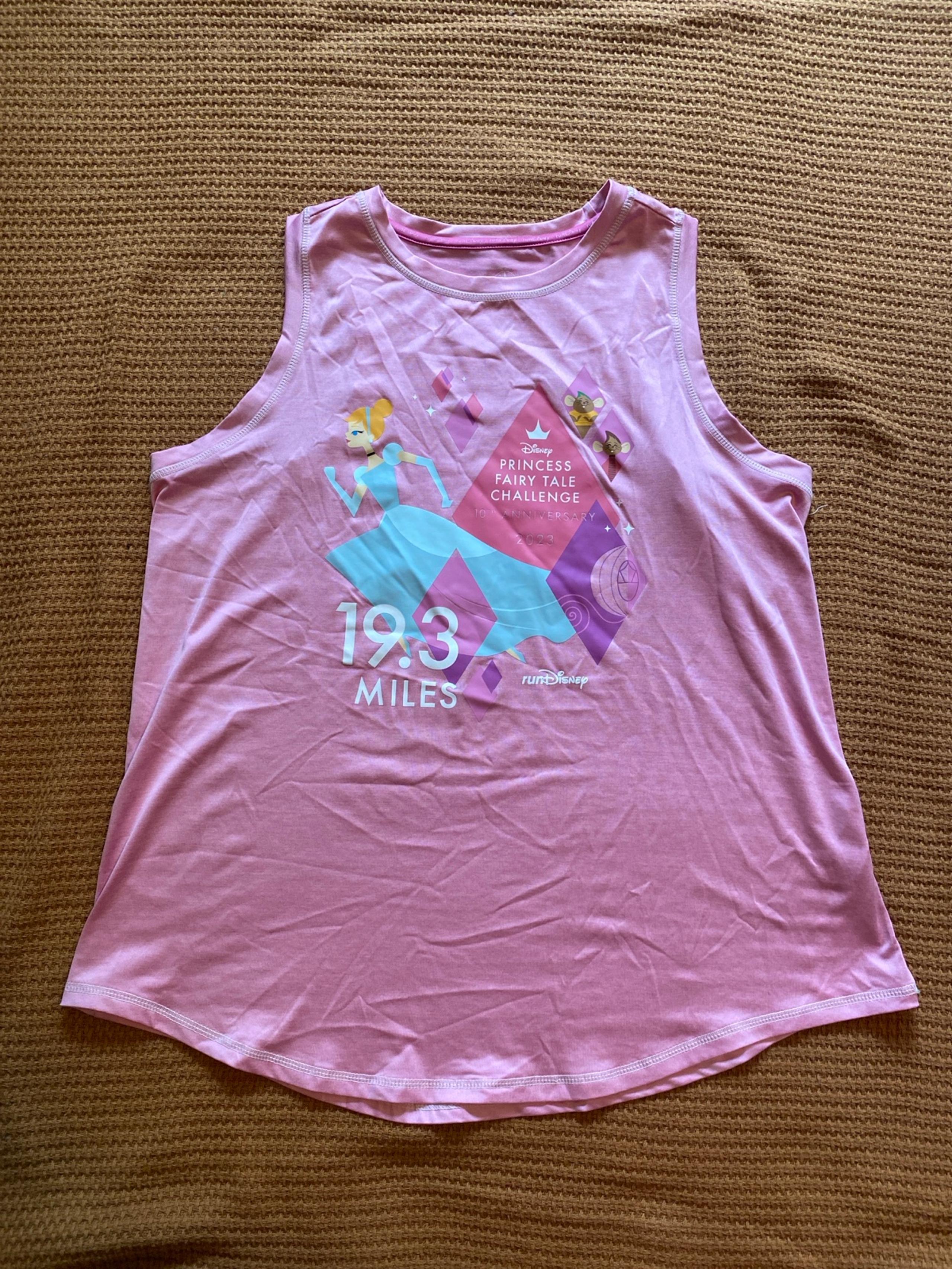 Run Disney Princess Fairy Tale 2023 Challenge Activewear Pink Tank Womens Large