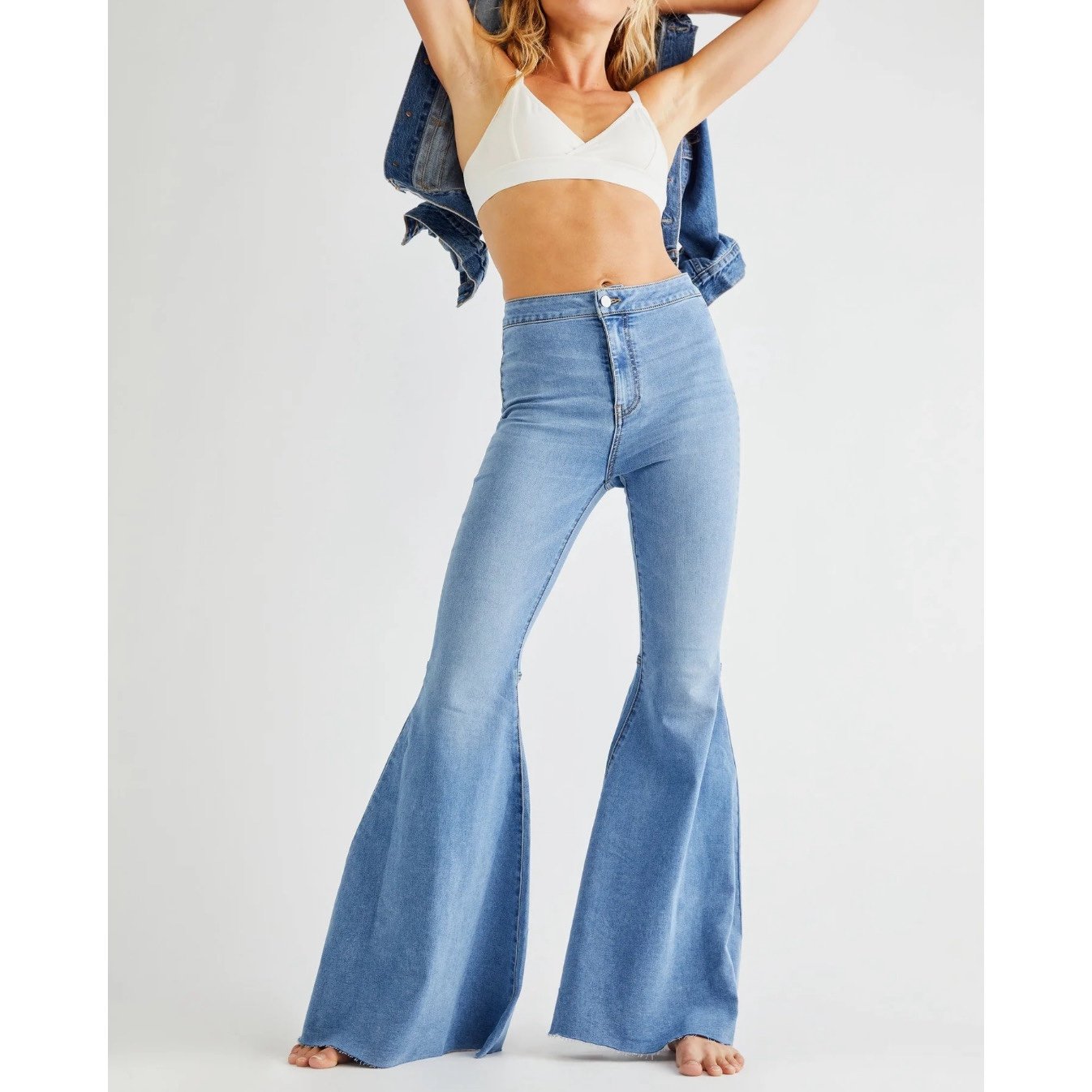 Free People Just Float On High Rise Flare Light Wash Jeans Size 26