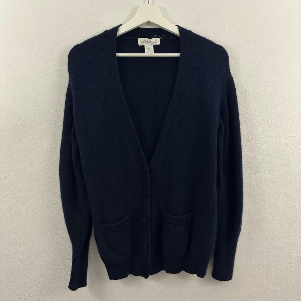 Lord & Taylor Womens 100% Cashmere Blue Button Down Sweater Size S