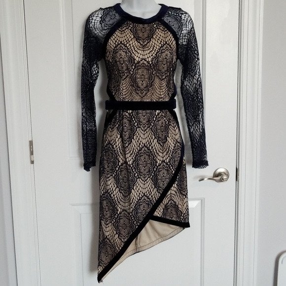 Lace Overlay Assymetrical Dress