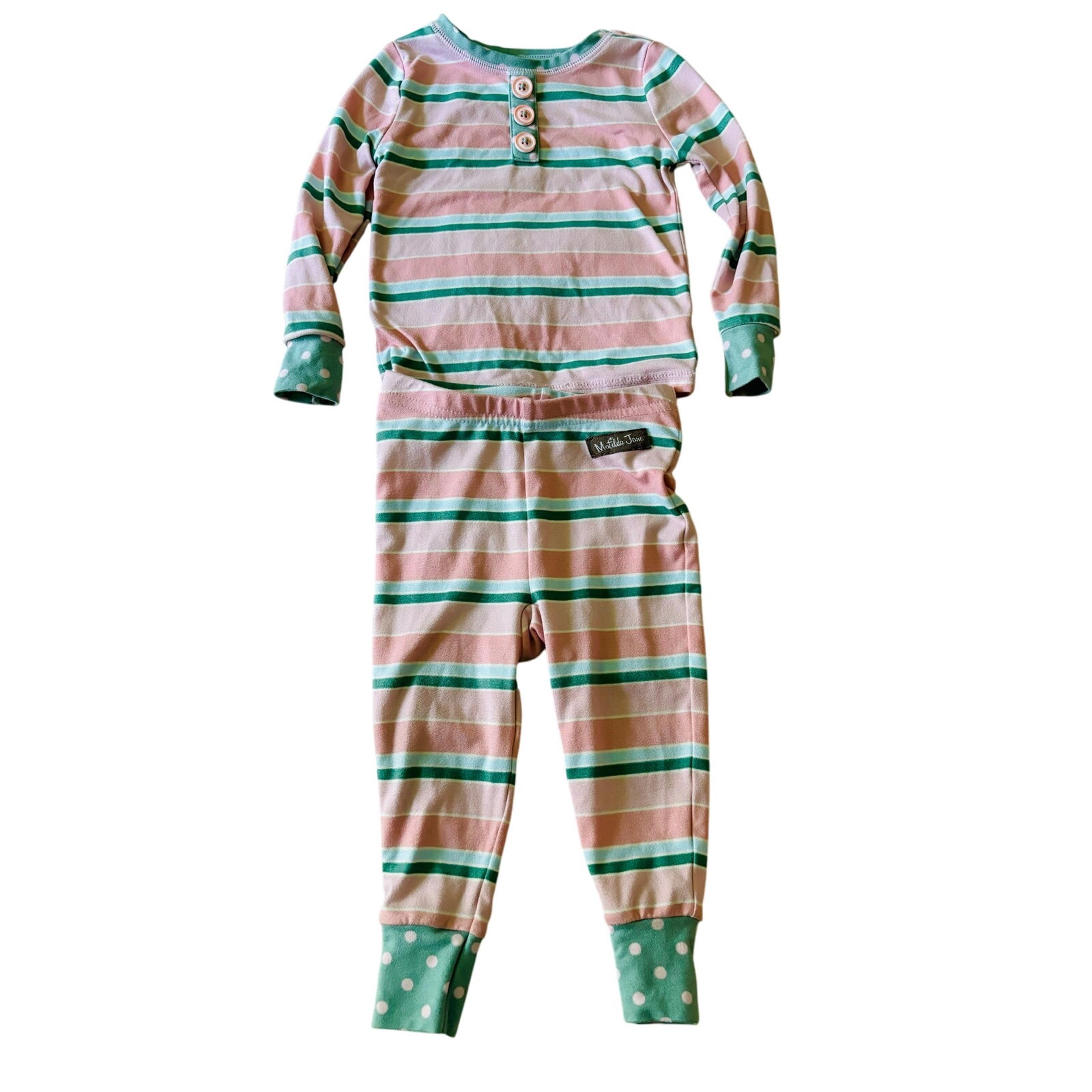 Matilda Jane Pink and Mint Pajama Set 6-12 Months EUC
