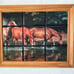 Vintage Wild Horses Drinking From River Mural Ceramic Tile Art Wall Decor Framed