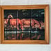 Vintage Wild Horses Drinking From River Mural Ceramic Tile Art Wall Decor Framed