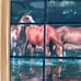Vintage Wild Horses Drinking From River Mural Ceramic Tile Art Wall Decor Framed