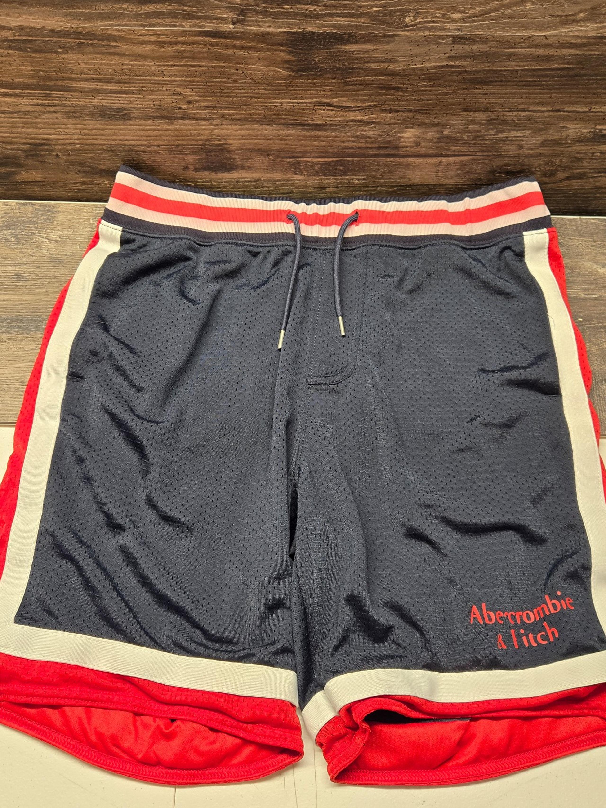 Abercrombie Fitch Mens Blue & Red Basketball Shorts Size Medium Vtg Gym Workout