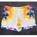 Tie Dyed Beach Shorts - Rainbow Boho Hippie - Pockets - Women's Large