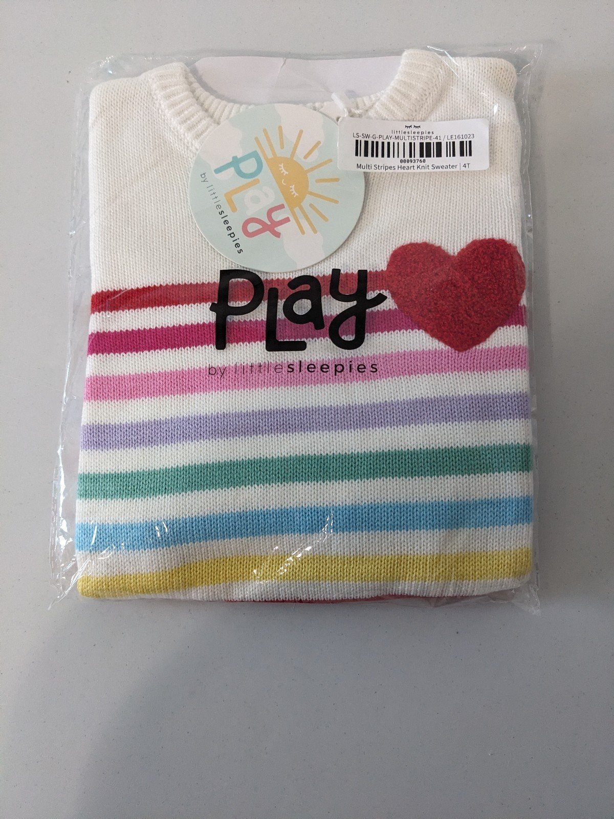 Little Sleepies Multi Stripes Heart Knit Sweater