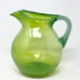 Pitcher Chartruese Green Handblown Bubble Glass Art With Swirls Large 9” Tall