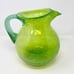 Pitcher Chartruese Green Handblown Bubble Glass Art With Swirls Large 9” Tall