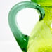 Pitcher Chartruese Green Handblown Bubble Glass Art With Swirls Large 9” Tall