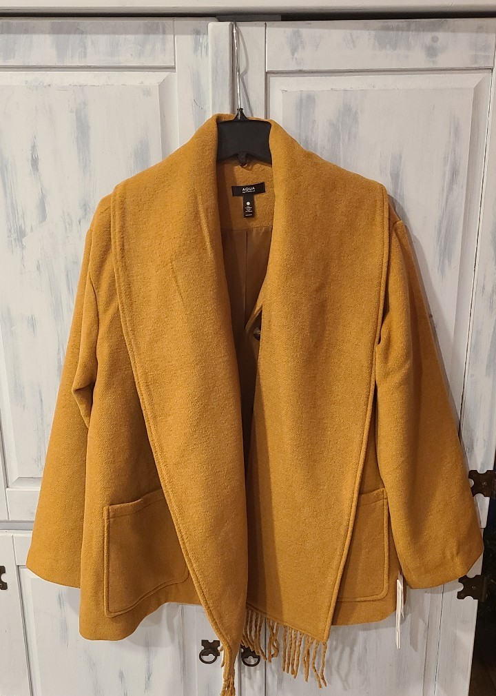Aqua Outerwear Polyester WOOL Blend Coat Size LG NWT