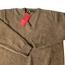Oxford Lambswool Sweater V-Neck Mens Size M Brown Long Sleeves NEW