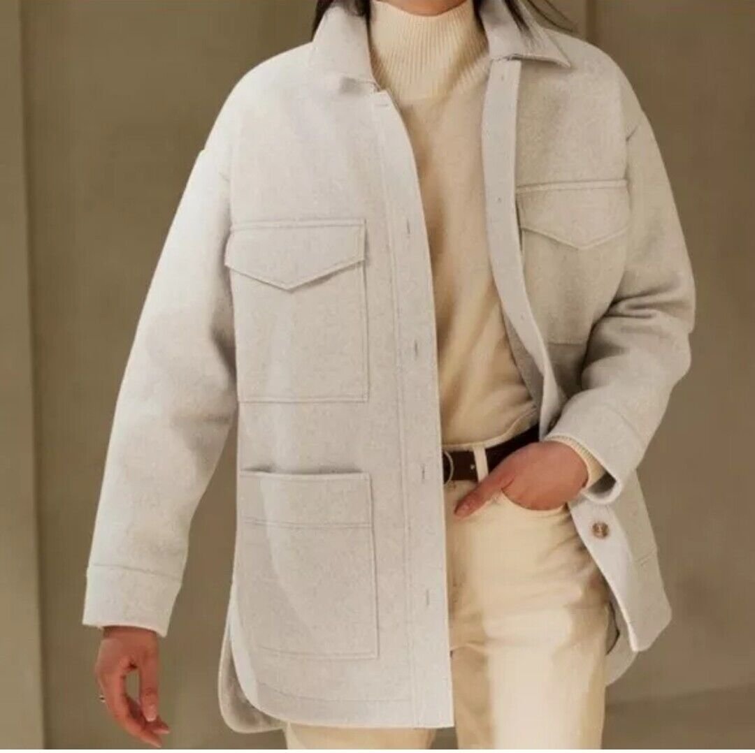 Banana Republic Structured 4 Pocket Button Shacket, Tan XL